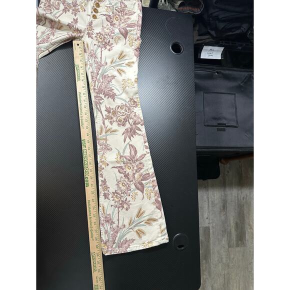 Anthropologie Floral Boot Cut Jeans - Cream and Brown - Picture 6 of 13